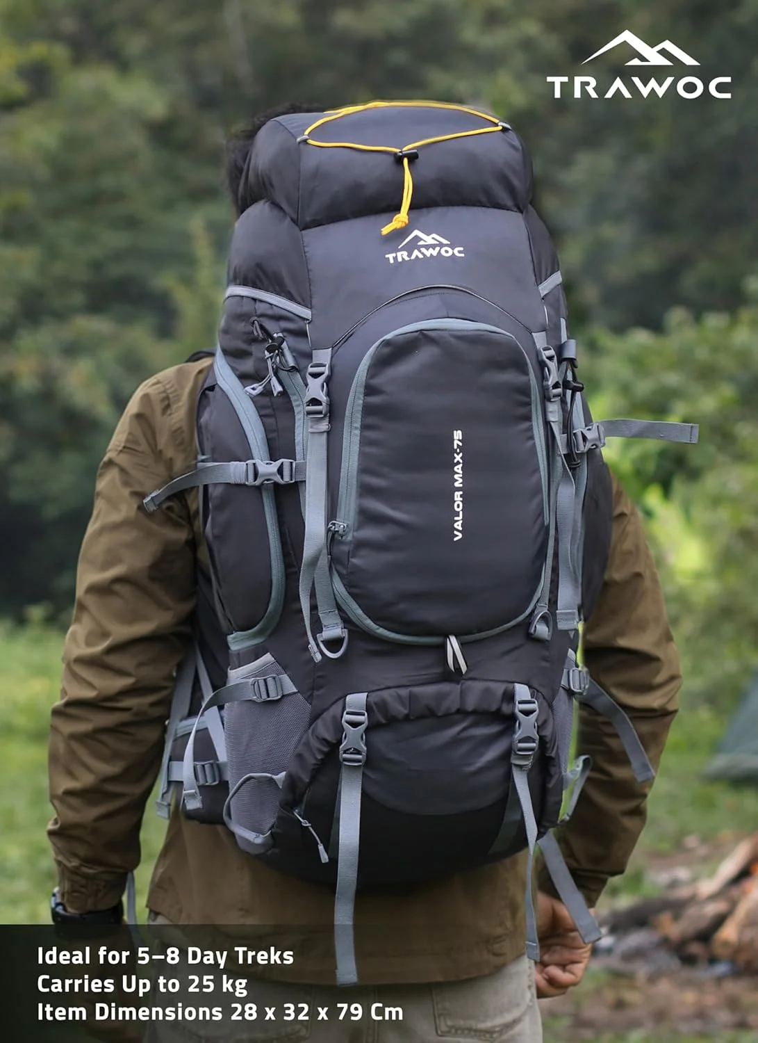 IBEX Triumph X 75L Trekking Backpack with Rain Cover & Shoe Compartment - Image 6