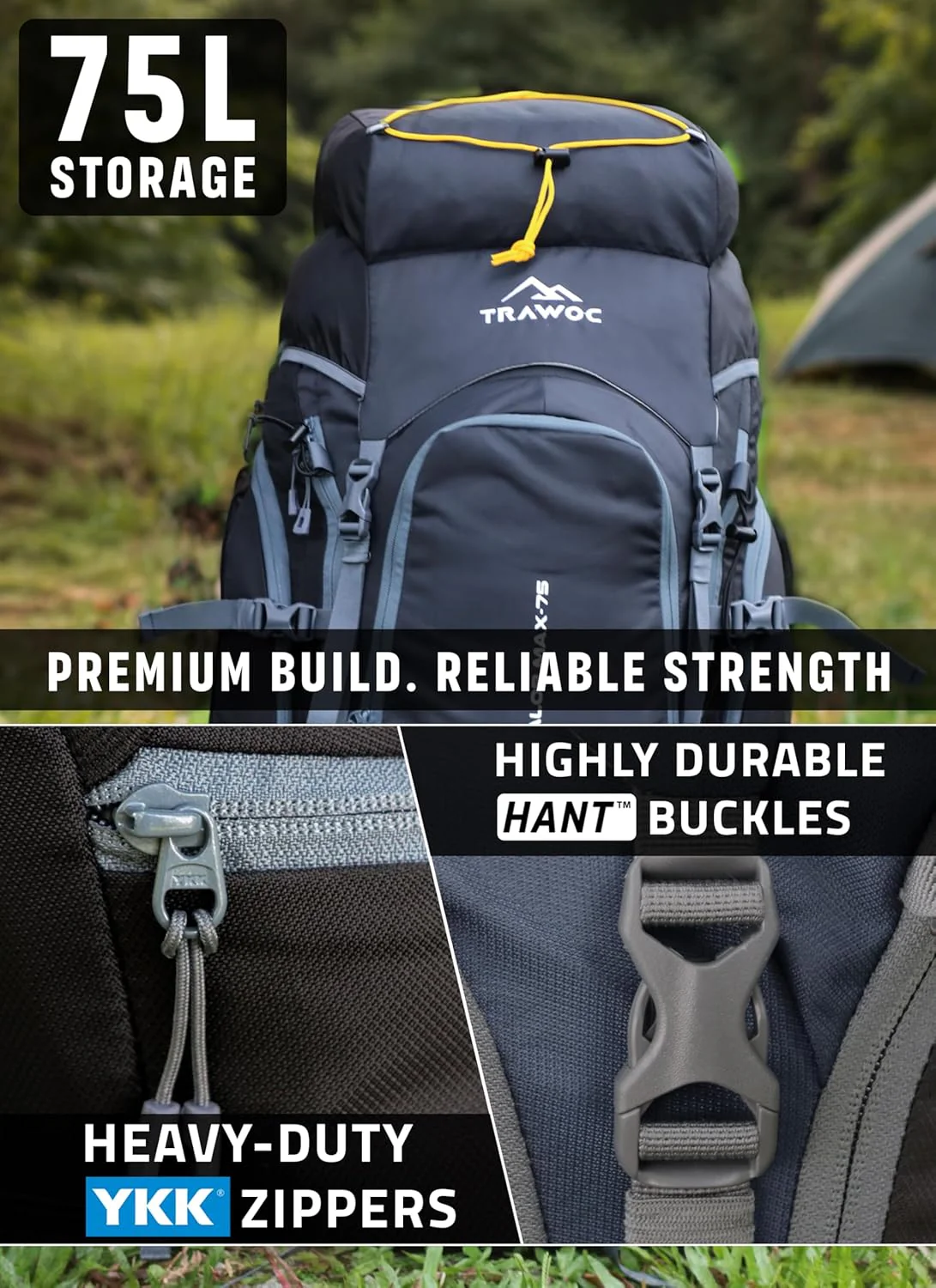 IBEX Triumph X 75L Trekking Backpack with Rain Cover & Shoe Compartment - Image 5