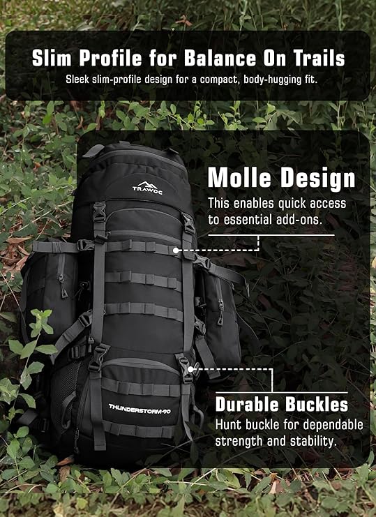 IBEX Thunderstorm 90L Rucksack for Men & Women with Shoe Compartment & Water-Resistant Fabric – Black - Image 2
