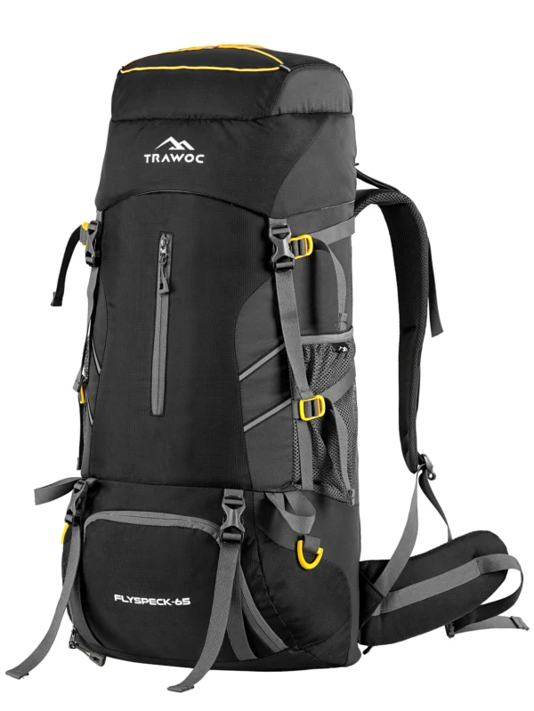 IBEX Flyspeck 65L Travel & Trekking Backpack with Lightweight Multi-Pocket Design – Black
